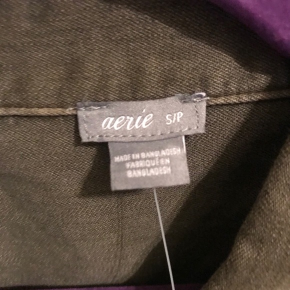 Aerie NWT Small Olive Green Button Down Shirt - Picture 3 of 5